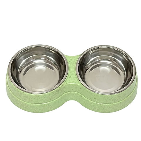 Double Dog Bowls Stainless Steel Food and Water Set, Dual Cat Feeder with Detachable Design and Non Anti Tip Base, Easy Clean Pet Bowl Set for Small Medium Dogs and Cats 9.4x5x2Inch