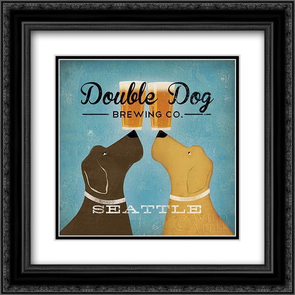 Double Dog Brewing Co. Seattle Brown Dog 2x Matted 20x20 Black Ornate Framed Art Print by Fowler, Ryan