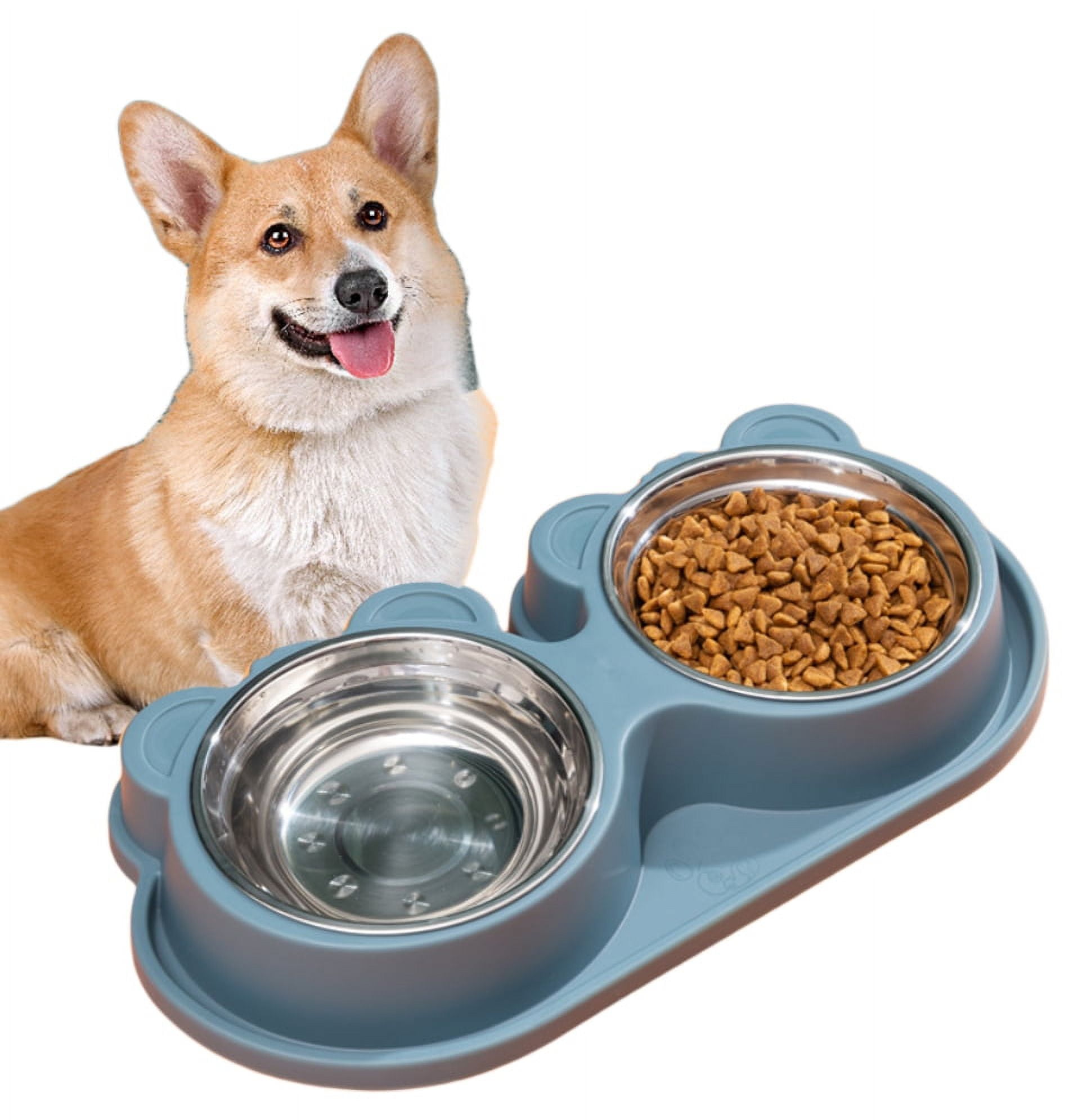 Double Pet Bowls - 2-in-1 Food And Water Bowl Set For Dogs & Cats, Large Capacity, Automatic Water Supply, Non-Slip Base