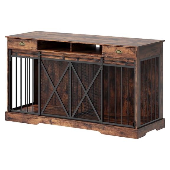 Storage For Large Metals Heavy Duty Double Dog Crate Furniture for 2 Dogs – Extra Large Wooden ...