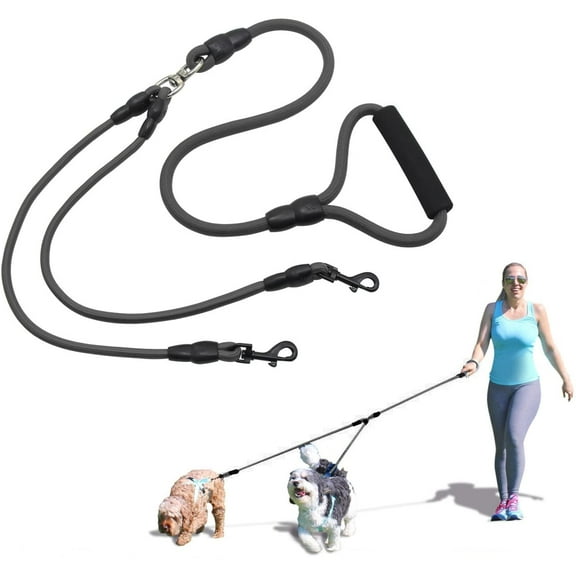 Double Dog Leash, 2 in 1 Durable Nylon Dog Leash , No Tangle with Soft Handle for Two Dogs, 360° Swivel No Tangle Climbing Rope Removable Pet Traction Rope