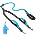thumbnail image 1 of Double Dog Leash 90cm Nylon Bungee Reflective Shock-Absorbing Animal Leash, Black, 1 of 6