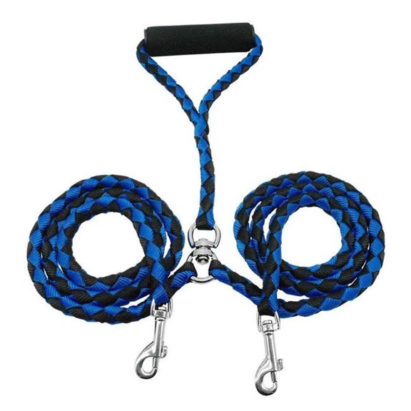 Double Dog Leash Coupler No Tangle with Soft Handle for Two Dogs（1.4M Blue）