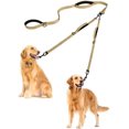 thumbnail image 1 of Double Dog Leash, No Tangle Dual Leash, Reflective Walking Training Lead, 4 Comfortable Padded Handles for 2 Dogs with Collapsible Bowl and Waste Bags (Light Khaki, Large), 1 of 4