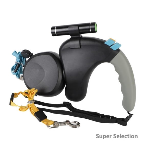 Double Dog Leash, Tangle-Free Retractable Dual Dog Leash For 2 Dogs, 360° Swivel With Individual Brake, Hands-Free Waist Belt With LED Light For Small Medium Dogs Under 50 Lbs Each