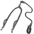 thumbnail image 1 of Double Dog Leash with 2 Handles, 360 Swivel No Tangle Dual Dog Leash, Comfortable Shock Absorbing Reflective Bungee for Two Pets (18~120 lbs, Black), 1 of 7