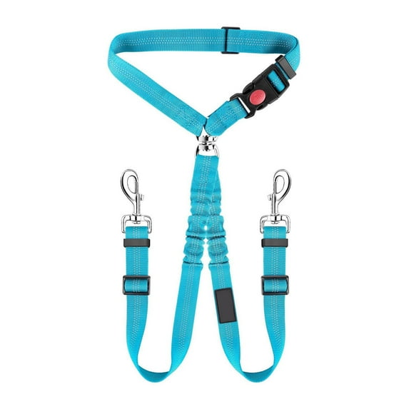 Double Dog Seat Belt â Adjustable Pet Car Headrest Traction Rope with Reflective Stitching, Non- Bungee for Dogs (Nylon, Vet-Approved)