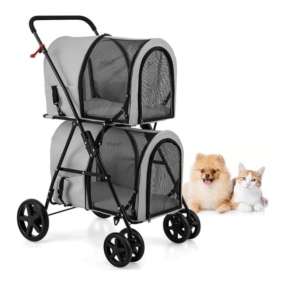 Double Dog Stroller XYT Foldable for 2 Dogs Cats Detachable Carrier for Travel Walking