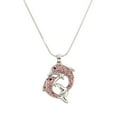 thumbnail image 1 of Double Dolphin Pendant Necklace Rhinestone Crystal Rhodium High Polished J0097-PK, 1 of 3