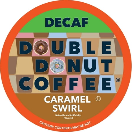 Double Donut Caramel Swirl Decaf Coffee Pods, Medium Roast , 24 Count for Keurig K Cup Machines