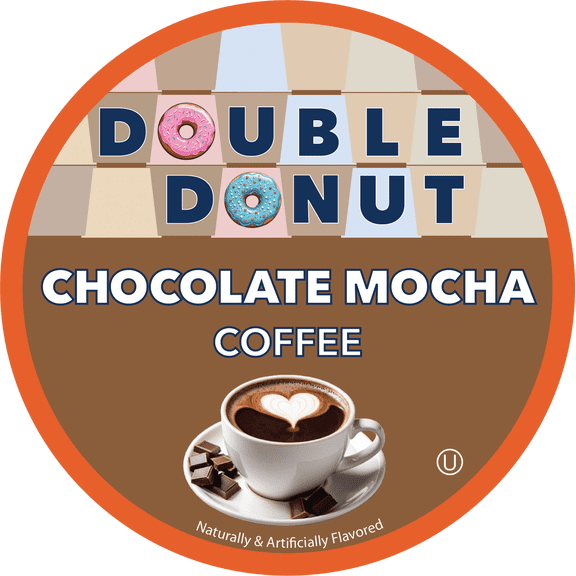 Double Donut Chocolate Mocha Coffee Pods, Medium Roast, 24 Count for Keurig K Cup Machines