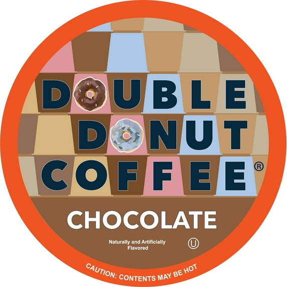 Double Donut Chocolate Coffee Pods, Medium Roast, 24 Count for Keurig K Cup Machines