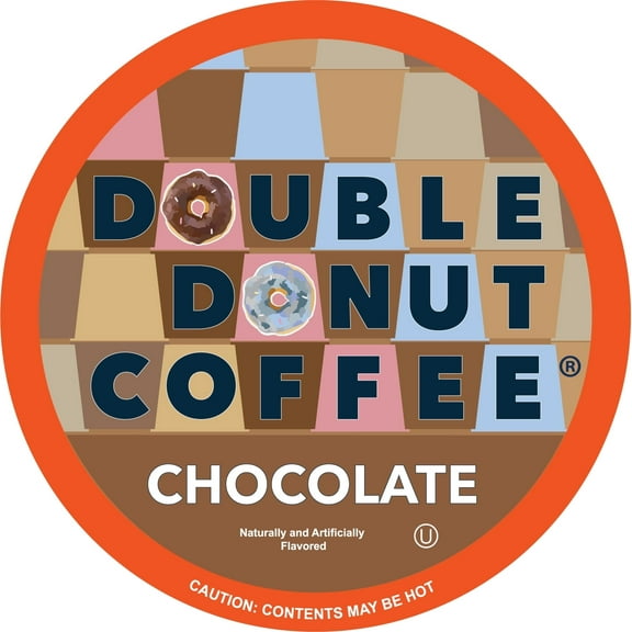 Double Donut Chocolate Coffee Pods, Medium Roast, 24 Count for Keurig K Cup Machines