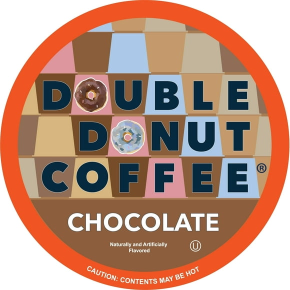 Double Donut Chocolate Coffee Pods, Medium Roast, 24 Count for Keurig K Cup Machines