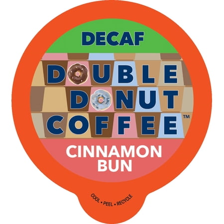 Double Donut Cinnamon Bun Decaf Medium Roast Coffee, for Keurig K Cups Brewers, 24 Count