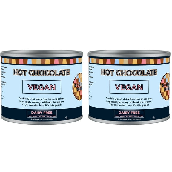 Double Donut Dairy Free Hot Chocolate Mix, Non Dairy Instant Vegan Hot Chocolate Mix, 12 Ounce - 2 Count