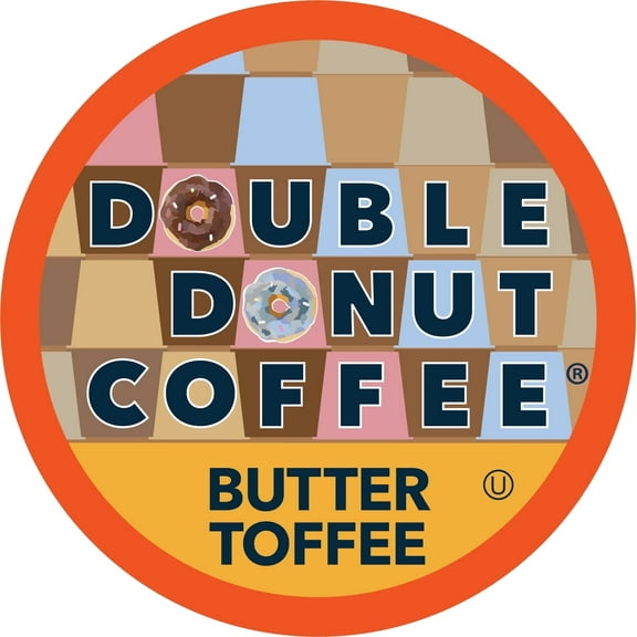 Double Donut Flavored Coffee Pods,Butter Toffee Coffee, Single Serve Medium Roast Coffee for Keurig K Cups Brewers, 24 Count