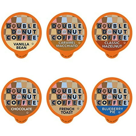 Double Donut Flavored Coffee Variety Pack, Flavored Coffee Pods, Including Hazelnut, Caramel, Chocolate Coffee & More, Single Serve Coffee For Keurig K Cups Machines, 24 Count