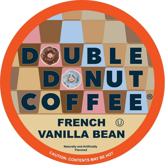 Double Donut French Vanilla Bean Coffee Pods, Medium Roast, 24 Count for Keurig K Cup Machines