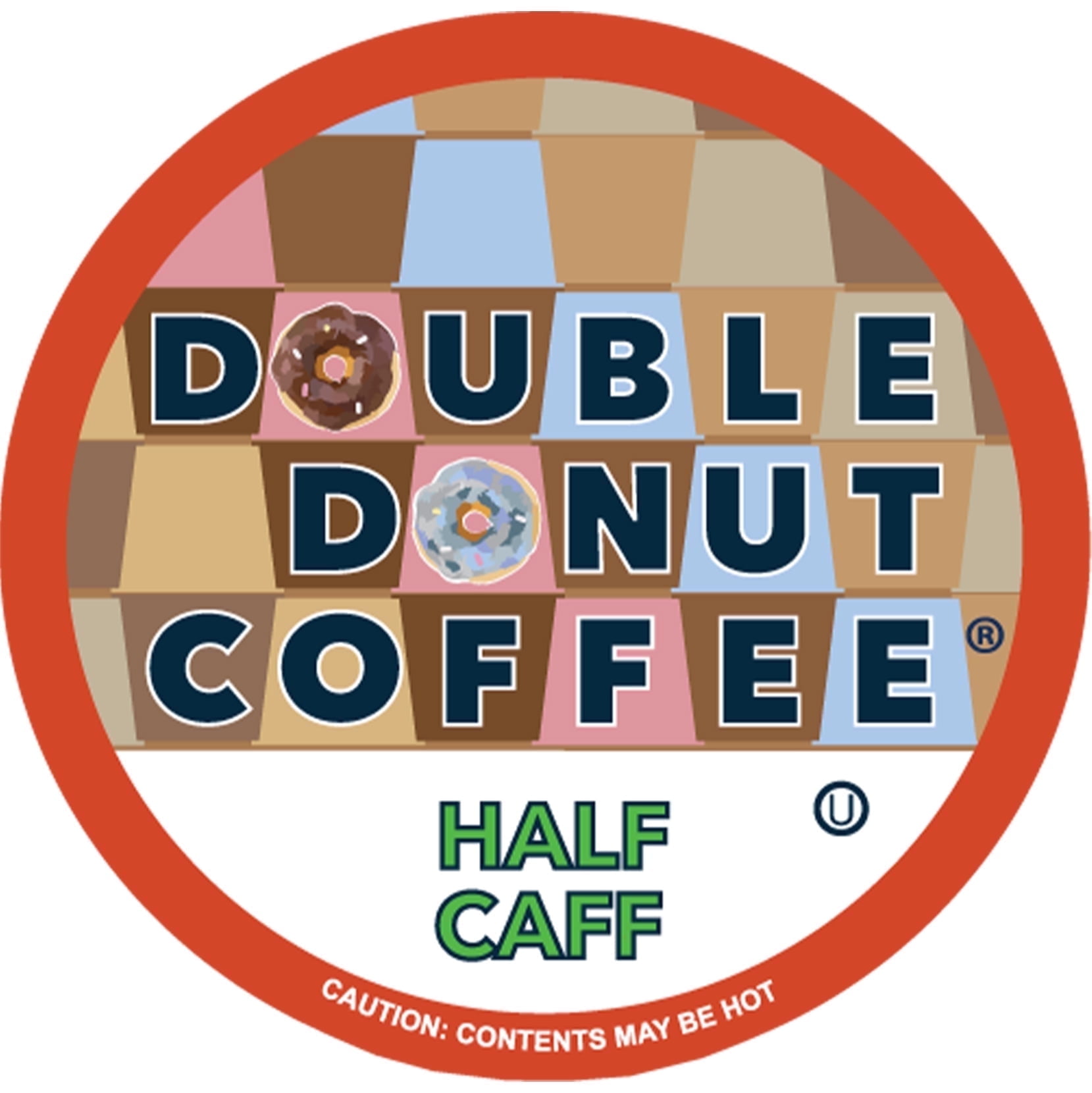 Double Donut Half Caff Coffee Pods, Single Serve Half Caffeine Coffee Pods For Keurig K Cup Brewers, Medium Roast, 24 Count