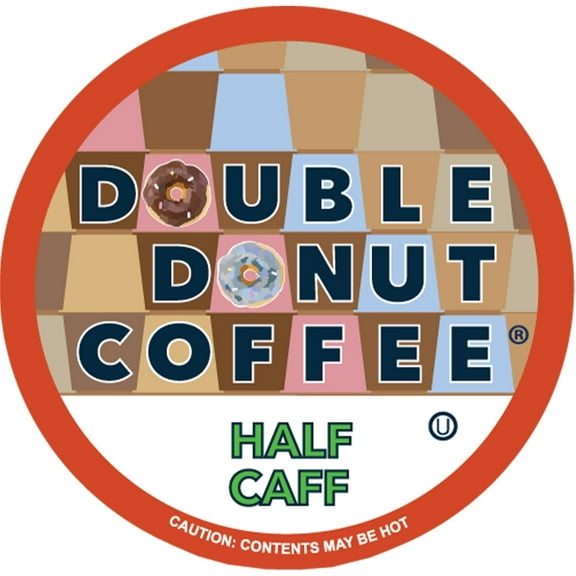Double Donut Half Caff Coffee Pods, Single Serve Half Caffeine Coffee Pods For Keurig K Cup Brewers, Medium Roast, 80 Count