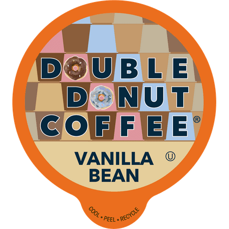 Double Donut, Vanilla Bean Flavored Coffee in Recyclable Single Serve Cups, 24 Ct