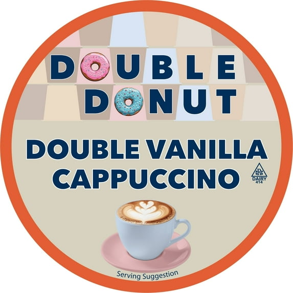 Double Donut Vanilla Cappuccino Coffee Pods, 24 Count for Keurig K Cup Machines