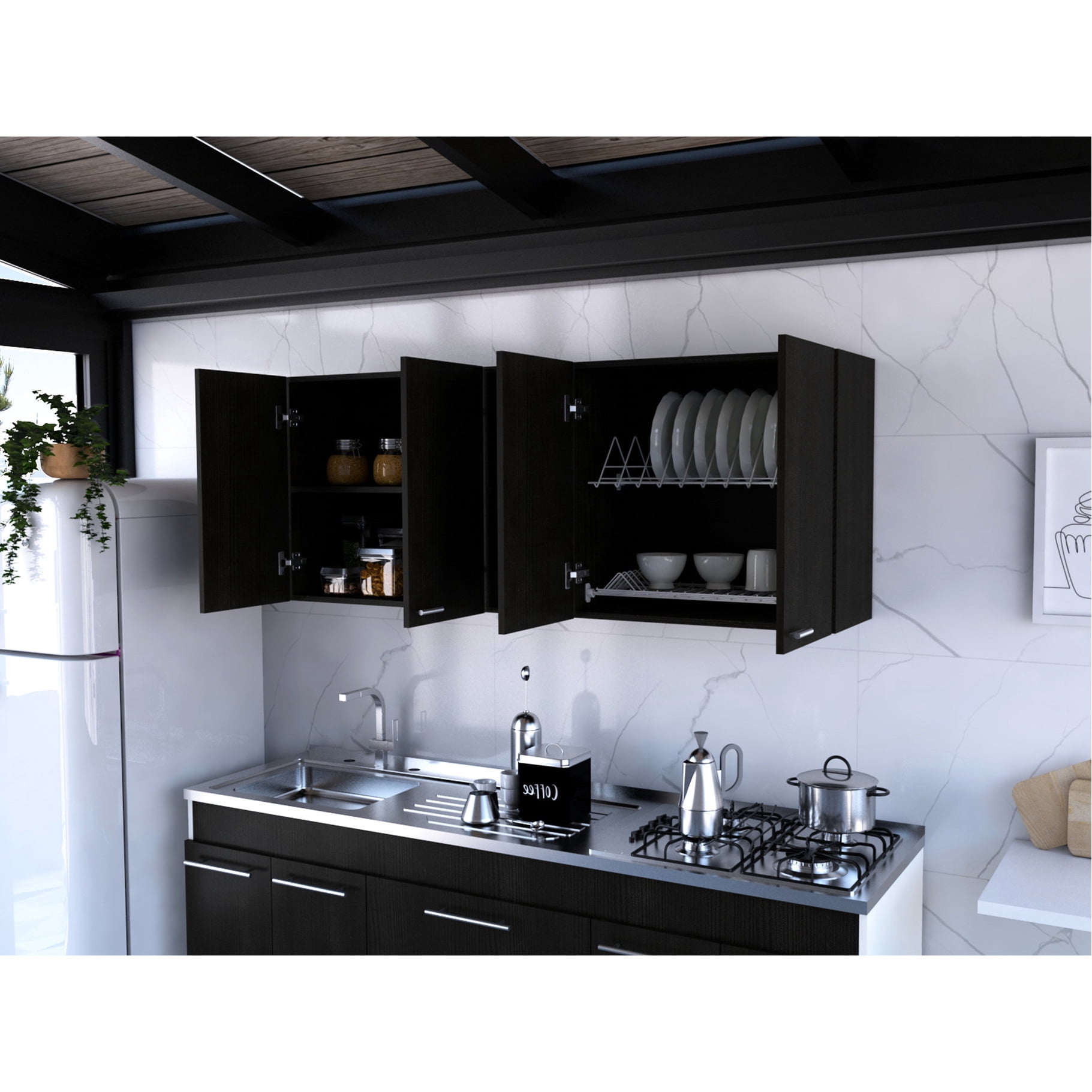 Double Door - Built-in Dish Rack and Holder - Wall-mounted in Kitchen ...