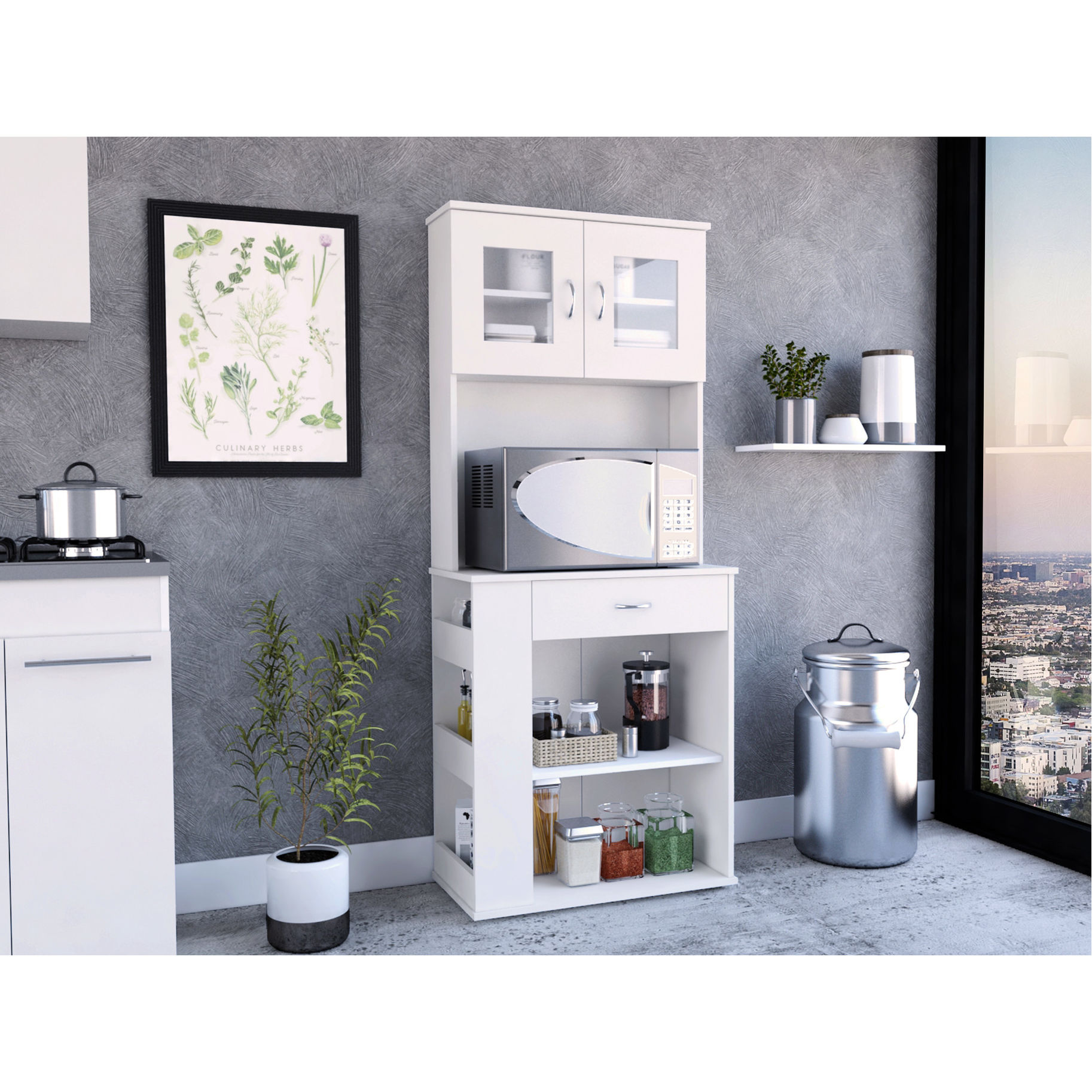 Storage Side Shelf Double - Door Cabinet & Side Shelves - Bedroom Storage for Various ...