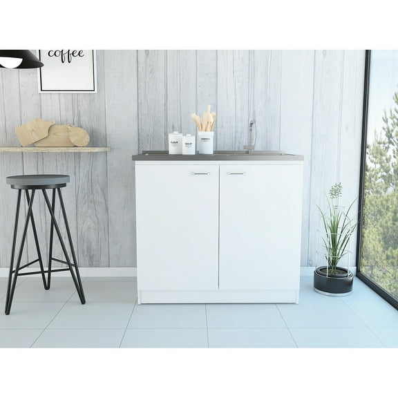 Double Door Cabinet Utility Sink With Stainless Steel Surface - Practical Kitchen Option Stylish For Counter Elegant Addition