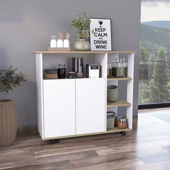 Double Door Cabinet with Countertop - Perfect for Prepping and Storing in Kitchen Spaces