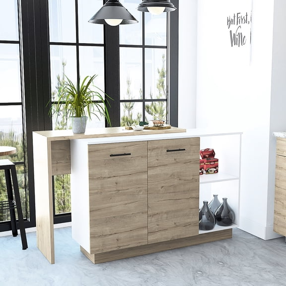 Double Door Cabinets | Rectangular Kitchen Island for Decor Display in Kitchen