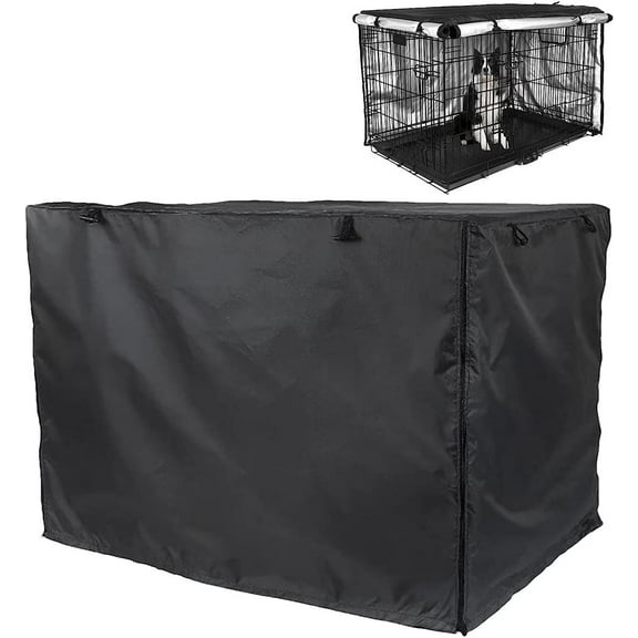 Double Door Dog Crate Cover, Weatherproof Kennel Cover for Privacy & Calm, Reduces Anxiety & Noise, Water-Resistant,Easy Access Both Doors, 36 Inch.