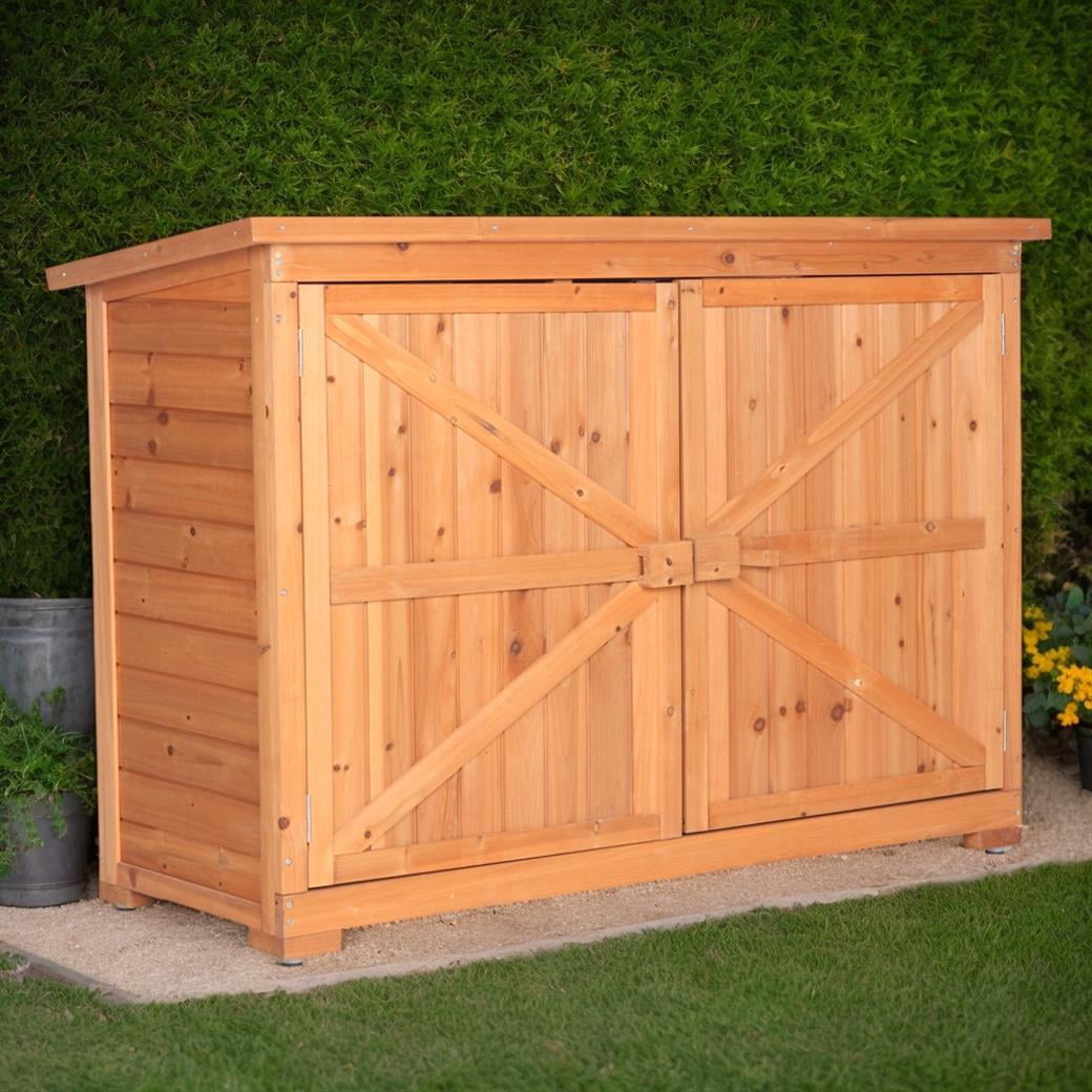 Duramax Cedargrain Armoire De Rangement Verticale Plastique Courte 2 Portes - Meuble Jardin Extérieur Verrouillable Marron