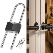 Double Door Lock for French Doors, Adjustable Long Shackle Security Lockout Device with Keys, Heavy Duty Quenched Steel Childproof & Dementia Safety Lock for Interior Exterior French Doors, Pantry, R