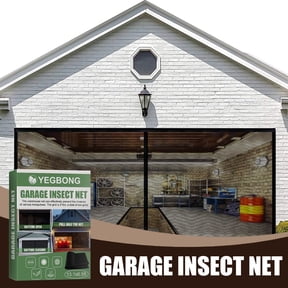 Double Door Garage Door Screen Kit Self-Sealing Fiberglass Mesh - Upgrade Bug Proof Garage Insect Net Curtain, Breathable Garage Screen for Home Garage Carport Bug Protection, 13*6.56ft, Gray