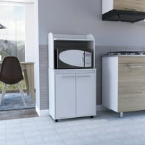 Double Door Kitchen Cabinet In White, One Open Shelf & Two Inner Shelves, Particle Board, 25.46 In. W X 13.79 D H White Cabinet, Interior