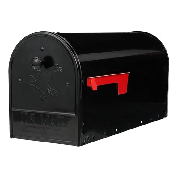 Double Door Large Capacity Mailbox Front and Rear Access Durable Galvanized Steel with Black Powder-Coated Finish Rust & Impact Resistant Post Mount, Classic Style