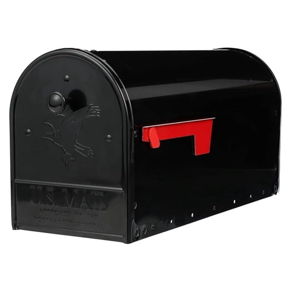 Double Door Large Mailbox, Front and Rear Access Post Mount Mail Box, Heavy Duty Galvanized Steel, Black Powder Coat Finish, Rust Resistant, Magnetic Closure, 1475 cu-in, Fits Standard Posts
