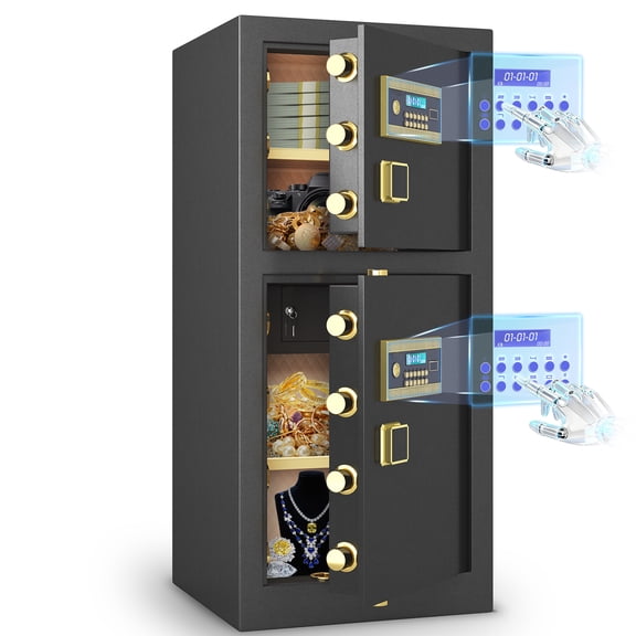 Double-Door Large Safe Box, Heavy Duty Steel Safe Cabinet with Digital Keypad Lock Multiple Locking Bolts, for Mall Home Office to Protect Cash, Jewelry, Gold, Passport & Valuables, Height 47.24"