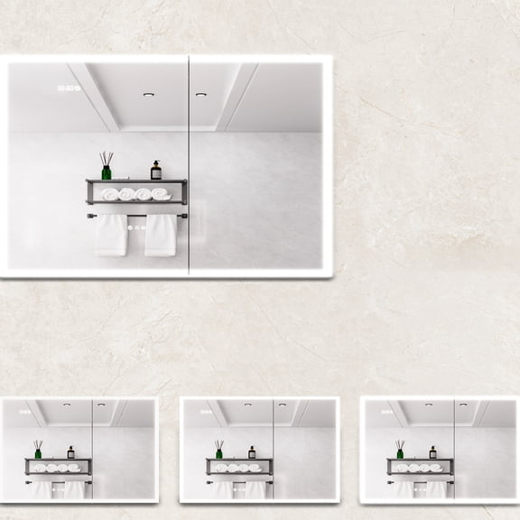 Double Door Medicine Cabinet with Automatic Induction LED Light and 2 Outlets - Provide Power and Lighting in the Bathroom