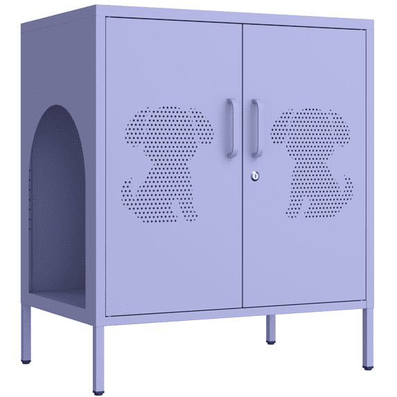 Double Door Metal Storage Cabinet Home Storage Cabinet with Power Outlet for Phone and Tablet Charging, Suitable for Home Entrance Hallway and Office Purple Size: 33"H X 29.5"W X 13.8"D