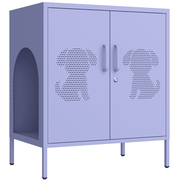 Double Door Metal Storage Cabinet Home Storage Cabinet with Power Outlet for Phone and Tablet Charging, Suitable for Home Entrance Hallway and Office Purple Size： 33"H X 29.5"W X 13.8"D