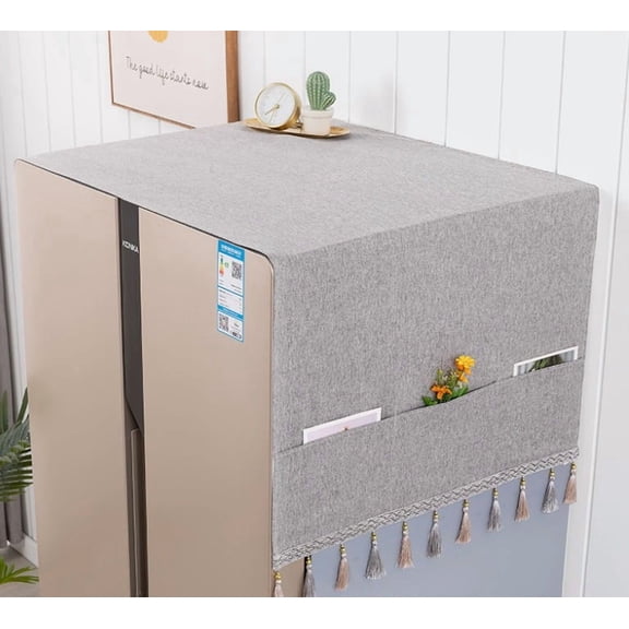 Double Door Refrigerator Cover - Heavy Duty Dust & Scratch Protector for Side-by-Side & French Door Fridges, Machine Washable Elastic Fit Kitchen Appliance Cover