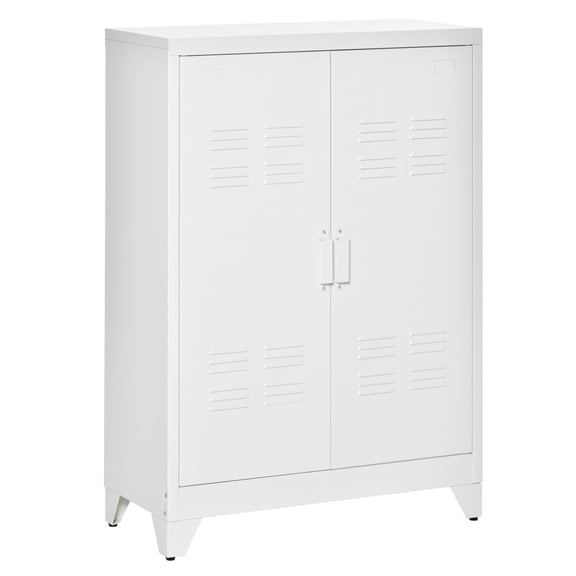 Double-Door Storage Cabinet with Louvered Style | Ideal for Home Office File Storage
