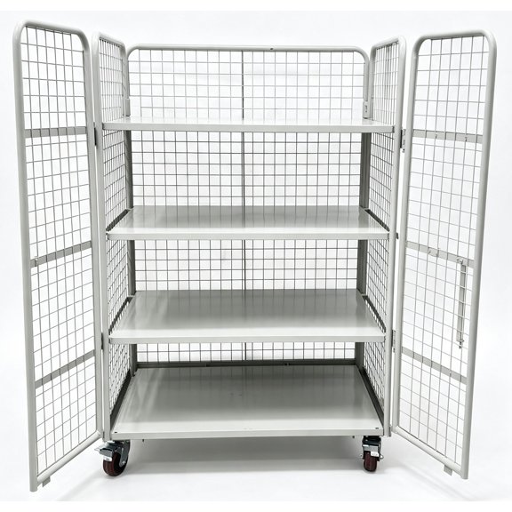 Double Doors Foldable Logistics Storage Trolley Transfer Cart for Restaurant Warehouse