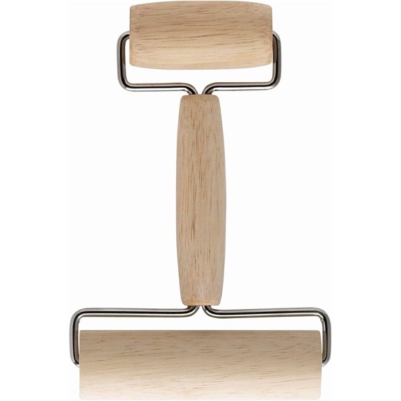 Double Dough Roller, Wood With Iron, 4.125-Inch And 2.375-Inch, Smooth Even Rolling For Dough And Pastry