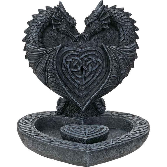 Double Dragon Heart Backflow Incense Burner by Medieval Collectibles