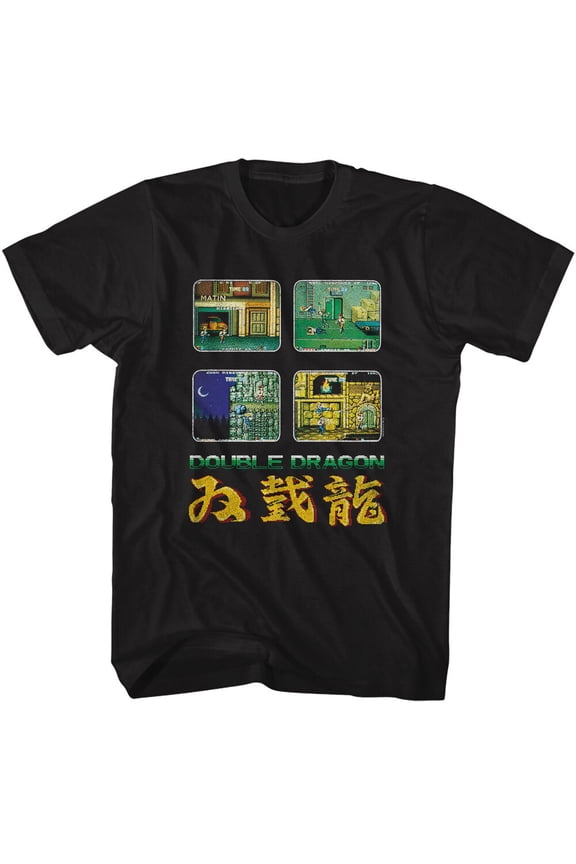 Double Dragon Technos Video Game Screen Collage Jananese Writing Men's T Shirt