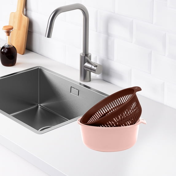Double Drain Basket,Food Grade Plastic Sink Strainer with Dual Layers for Vegetable and Fruit Washing,Large Capacity Kitchen Colander Set for Produce Storage and Water Draining